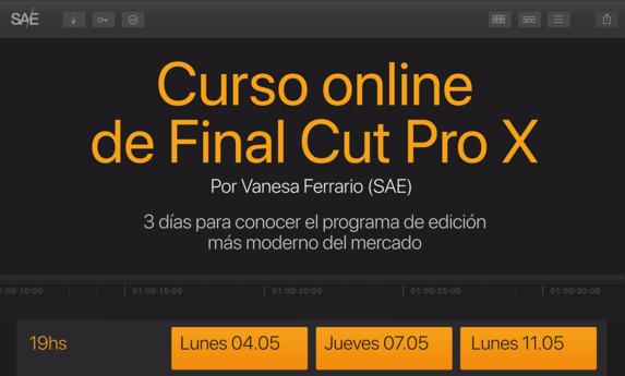"Curso online de Final Cut Pro X: 3 clases para conocer el programa de edición más moderno del mercado" "Curso online de Final Cut Pro X: 3 clases para conocer el programa de edición más moderno del mercado"