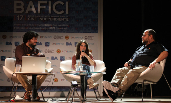 Alejandro Carrillo Penovi (SAE), Loli Moriconi (EDA) y Alberto Ponce (SAE) en el BAFICI 2015